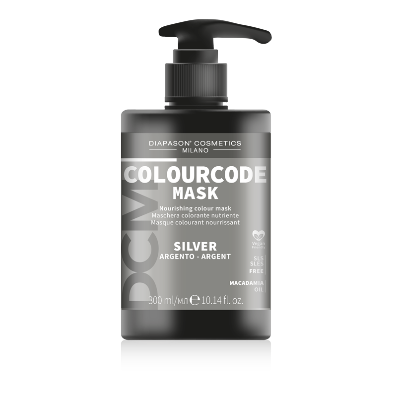 DIAPASON Mask Colourcode ARGENTO. Base: 10 – 11 Intensifica e ravviva tutte le tonalità dei capelli bianchi, biondi o decolorati
