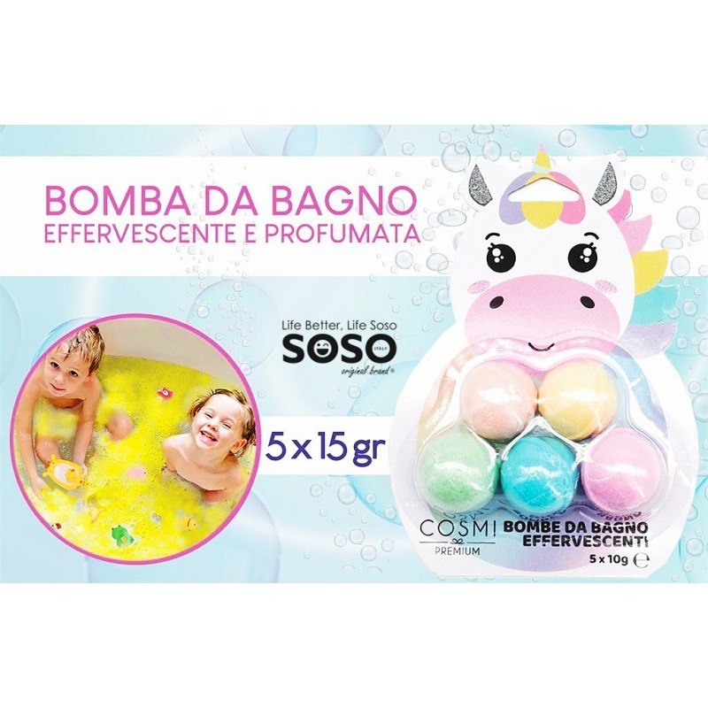 COSMI Bombe da Bagno UNICORNO 5 PZ X 15 gr