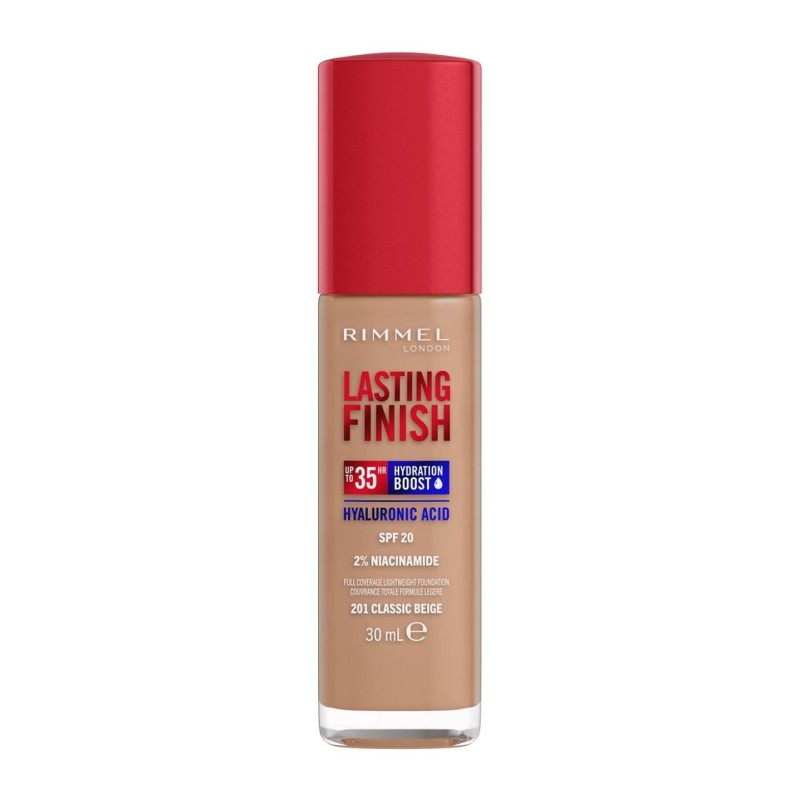 RIMMEL L.Fondotinta Lasting Finish 35H CON ACIDO IALURONICO n°201 CLASSIC BEIGE