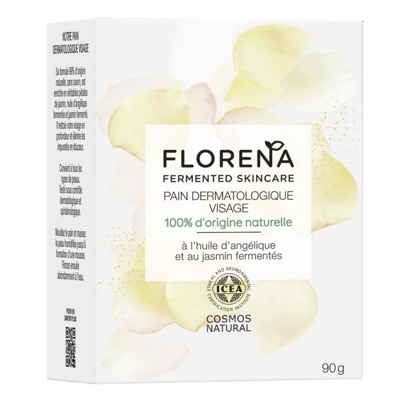 Florena Fermented Skincare -  Sapone Non Sapone Per Il Viso Naturale Con Gelsomino Fermentato e Olio di Angelica Fermentato 90 G