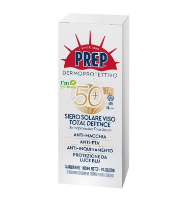 PREP - Siero Viso Total Defence Antimacchia, Anti-età, Anti-inquinamento SPF 50+