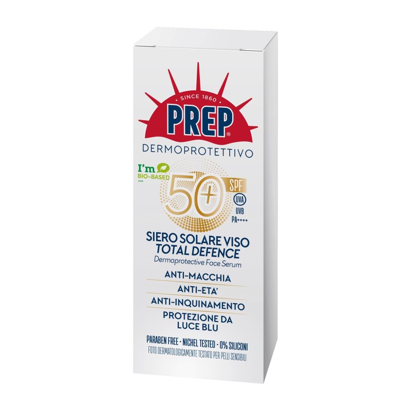 PREP - Siero Viso Total Defence Antimacchia, Anti-età, Anti-inquinamento SPF 50+
