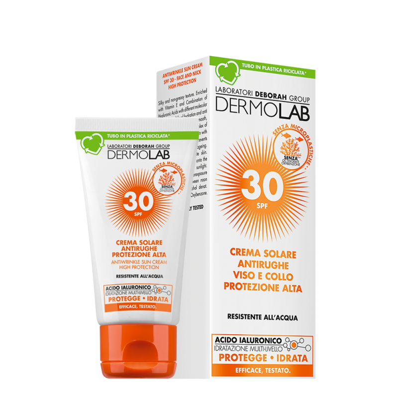 DERMOLAB - Crema solare antirughe viso e collo protezione alta – SPF 30